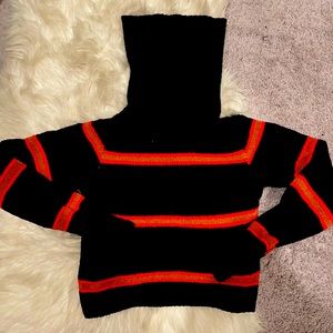 Warm knit CROP striped sweater